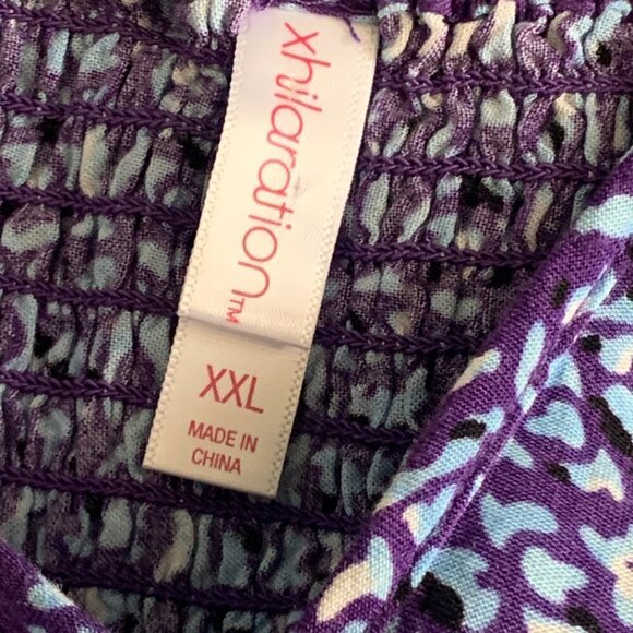 Xhilaration Wrap-V-Neck Sun Dress BOHO Batik Colorful XXL Purple #133J - Picture 7 of 9